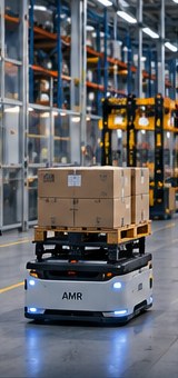 Autonomous mobile robot moving goods in a warehouse